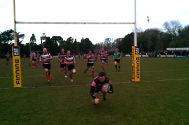 Craig Gossman scores for Ayr vs Stirling County - pic © Moody Blue