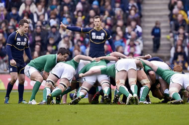 Scotland scrum down against Ireland - © Alastair Ross