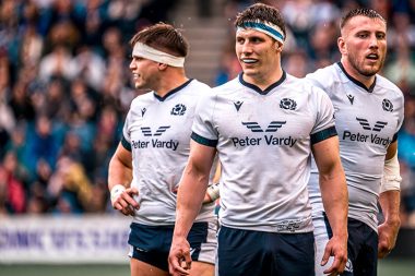 Scotland forwards George Turner, Rory Darge and Matt Fagerson - pic © Peter Watt/N50 Sports