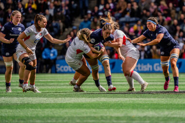 Scotland struggled to make line breaks as easily as England - pic © Peter Watt/N50 Sports